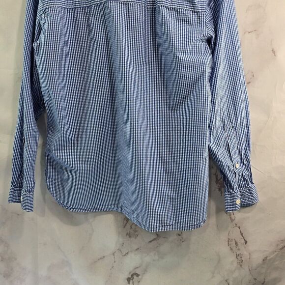 Simms Shirt Mens Medium Blue White Plaid Button Up Long Sleeve Gingham Cotton - Picture 7 of 12